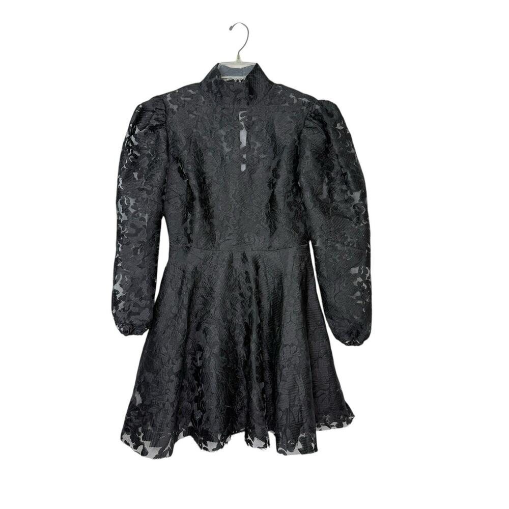 Miss Ord Black Lace Semi Sheer Fit Flare Dress Sz XL Lace Whimsigoth Fairy NWT